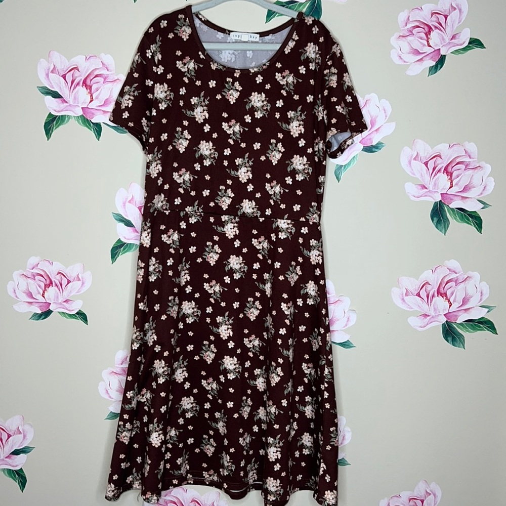 Copper Key Floral Dress for Girls.  V-4